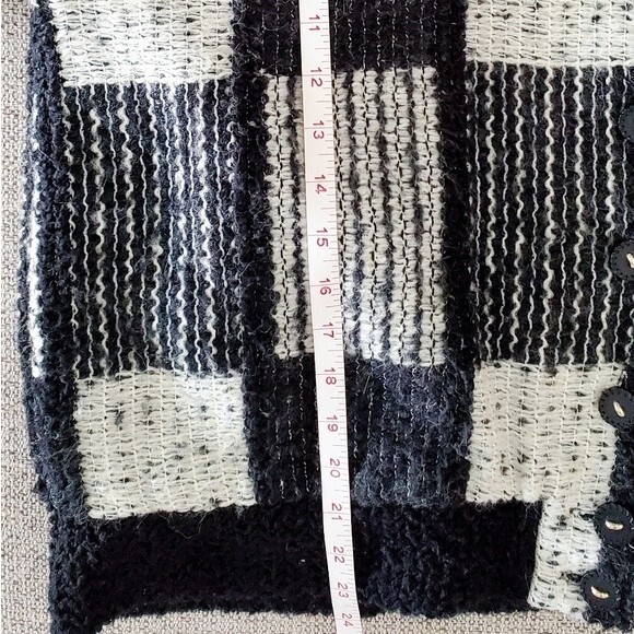 Vintage Doncaster Patchwork Wool Blend Jacket Coat Black & White Size M? - Picture 12 of 16